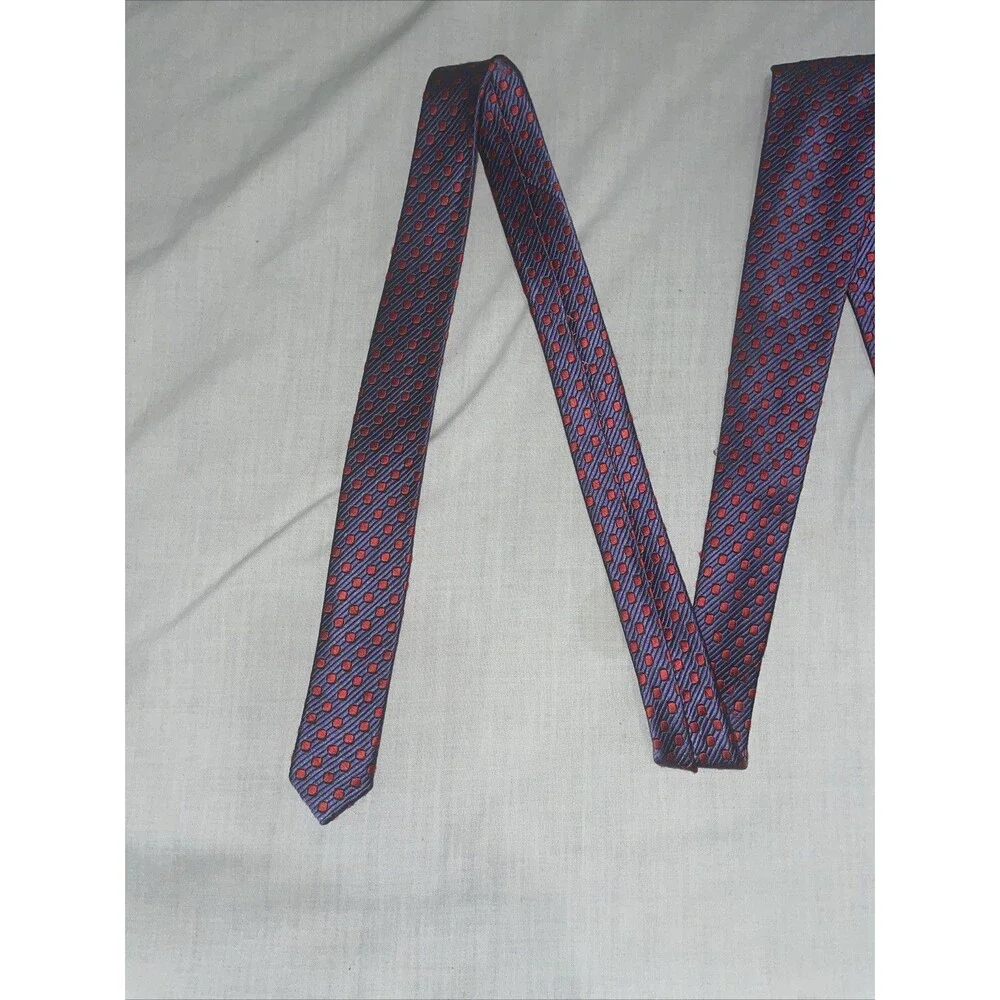Dona Dona Men’s Dress Tie Size 58” 3.75” Blue Dotted Silk Business Formal